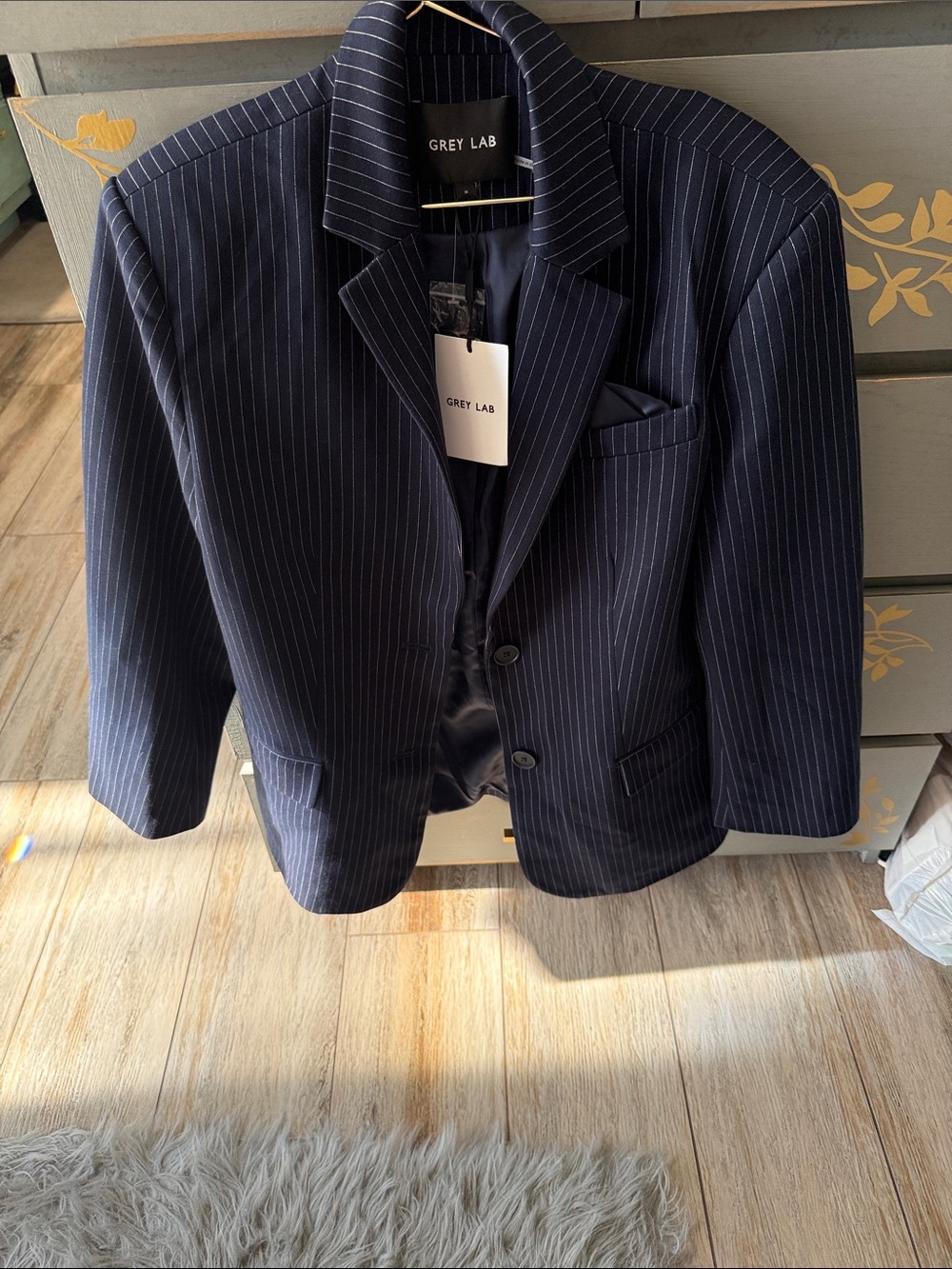 GREY LAB Navy Pinstripe Suit Blazer